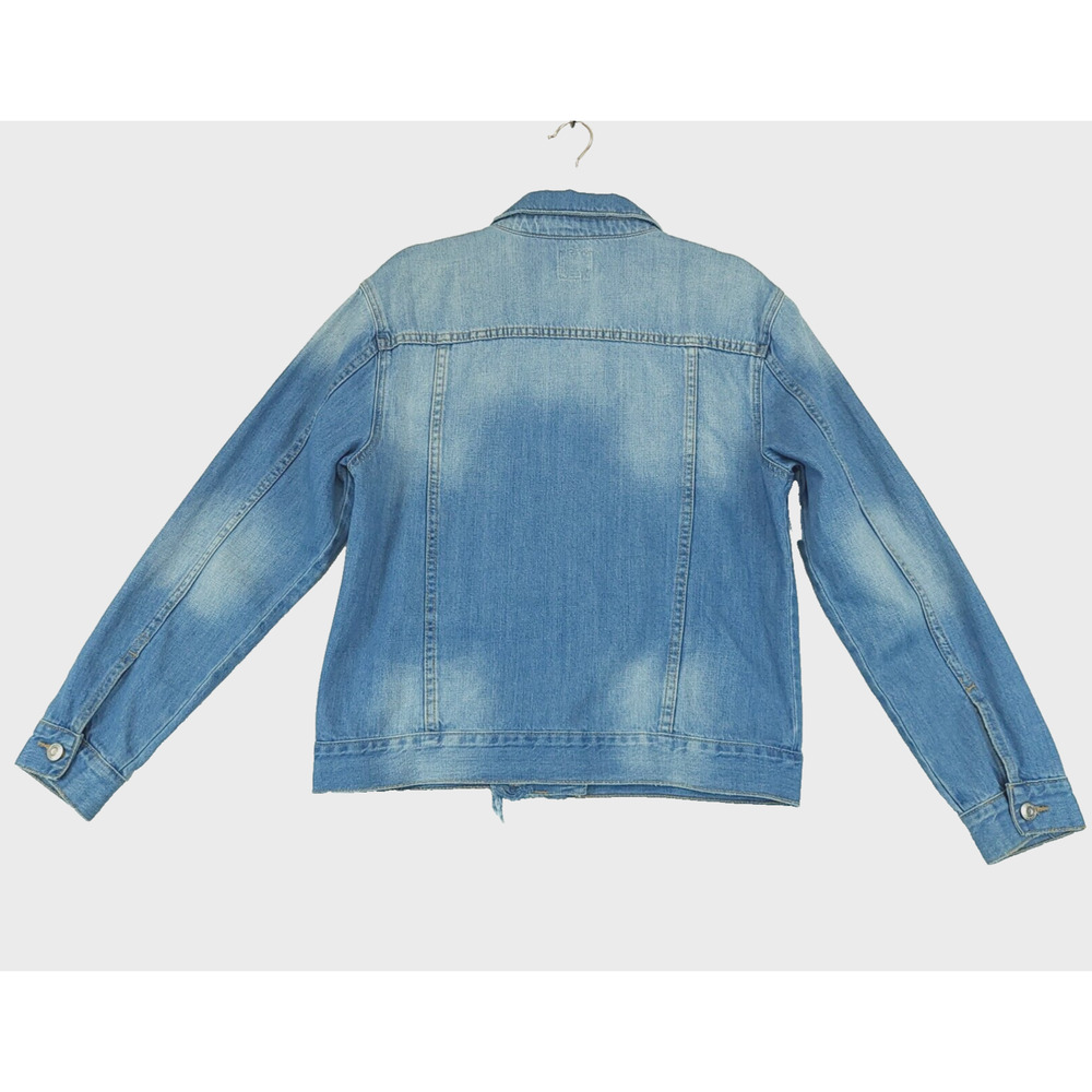 Kensie Embellished Distressed Jean Jacket Women S Denim Blue Long Sleeve - Picture 2 of 13